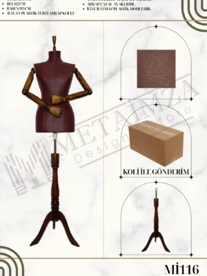 Ahşap Kollu Tokyo Deri Bayan Plastik Terzi