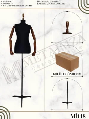 Ahşap Kollu Kumaş Döküm Yıldız Ayaklı Bayan Plastik Terzi