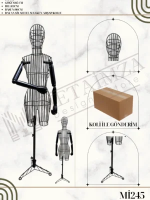 Bayan Siyah Ahşap Kollu Manken