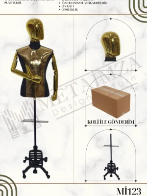 Plastik Kollu Tekerlekli Gold-Krom Bayan/Erkek Plastik Terzi